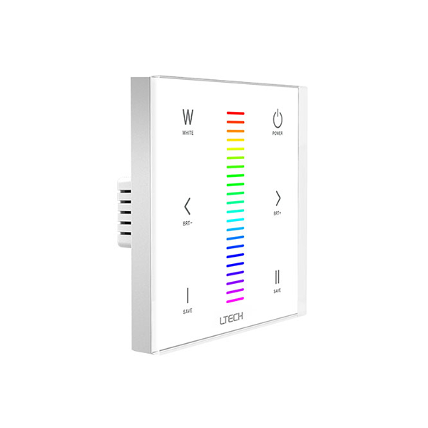 RF2.4GHz RGBW Touch Panel, PWM Power O/P, RGBW Dim, 12/24Vdc, 288W 12A, Single/Multi Zone Support. E4  LTECH Touch Panel